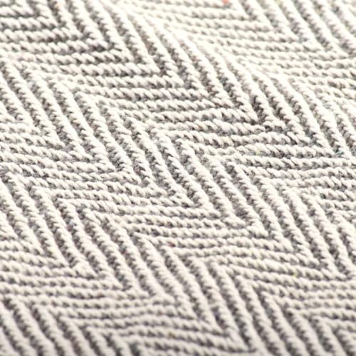Couverture coton chevrons 220x250 cm gris pour protéger lit et canapé - 5