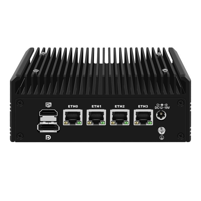 Mini PC senza ventola Ryzen 5 5500U, 4 x i226V 2.5GbE LAN Micro Firewall Appliance OPNsense Router, Barebone No RAM No SSD, AES-NI, 2 x DDR4, 2 x slot NVMe, 3 display, Type-C Support 12-20V