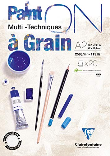 Crazy Clearance Clairefontaine Paint'On Multi-Technique with Grain Pad, 250 g, A2, 20 Sheets