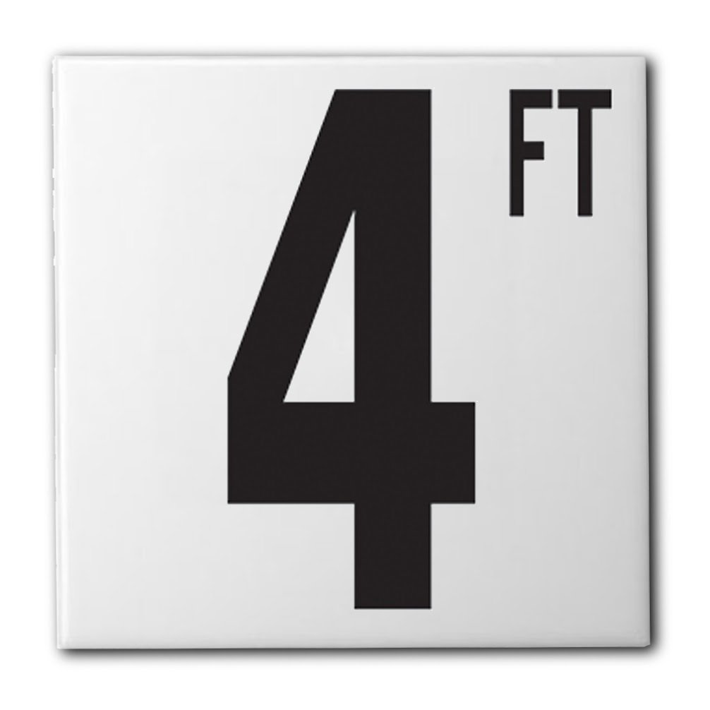 Aquatic Custom Tile - Ceramic 4FT Pool Sign Depth Marker, 5.8