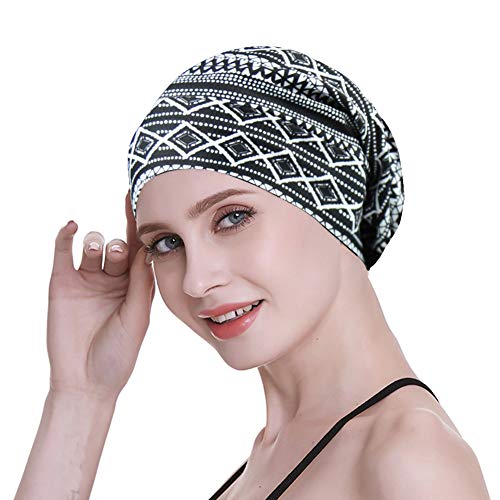 Adjustable Satin Lined Sleep Cap for Dreadlocks Curly Hair Large Head Overnight Amazon.com: FocusCare Elegant Caps for Frizzy Hair Black  main image 3