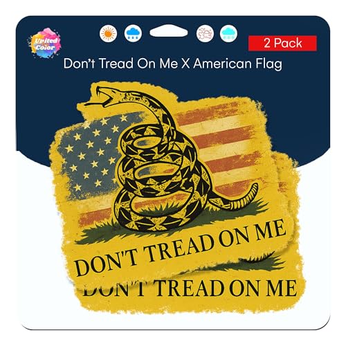 United by Color Dont Tread On Me American Flag Stickers 2 Pack Waterproof Durable Vinyl American Flag Decal Perfect for Laptops Cars Water Bottles Truck and more (Style 4)