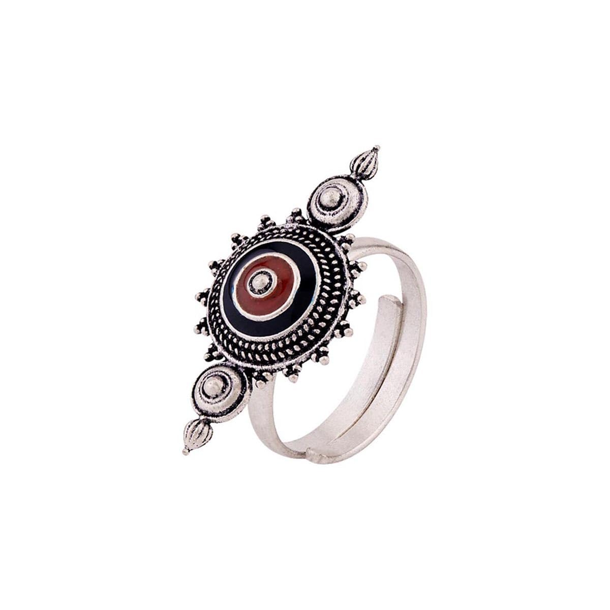 VOYLLA Mandala Aztec Inspired Ring|Oxidised Ring For Women|Adjustable Ring|Gift For Women|