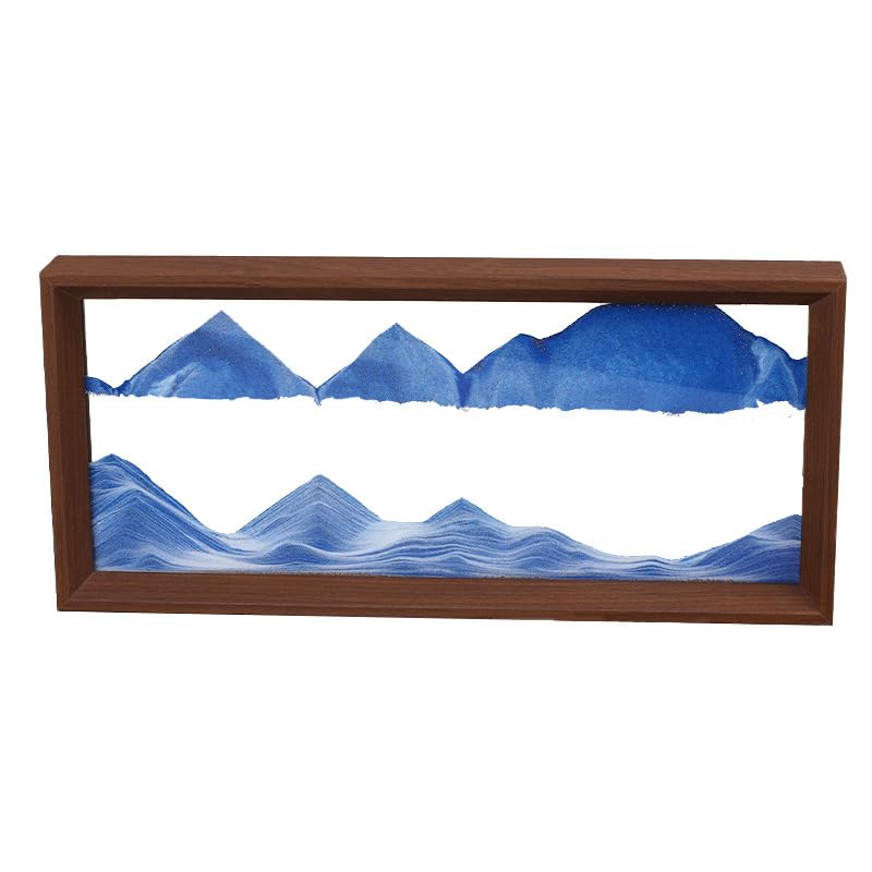 AzureLeap 3D Moving Sand Art -Liquid Motio Deep Sea Flowing Sand Picture, Solid Wood Frame, Square Glass, Home Office Desk Decor[Blue 14in] — image 1