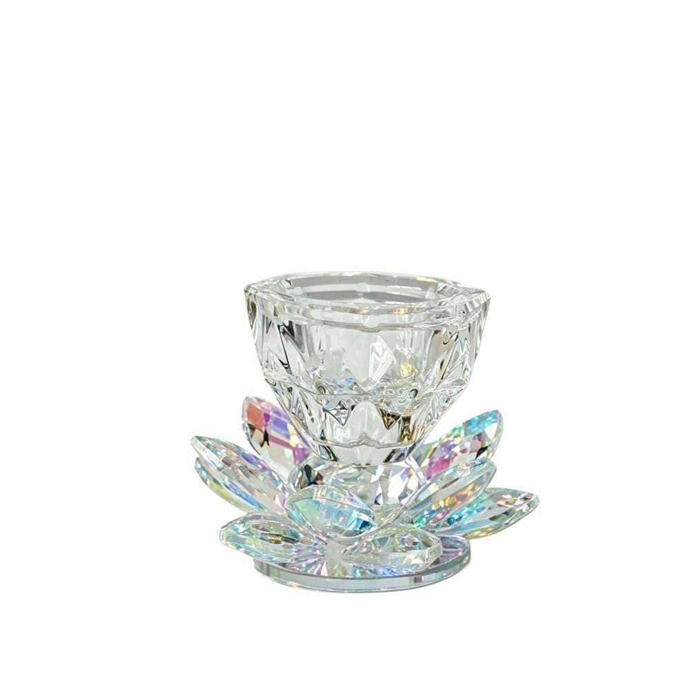Huffa Abcolor Crystal Lotus Incense Burner Candle Holder For Wedding Table Decor