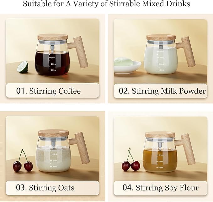 Image of Self Stirring Coffee Mug, High Speed Rechargeble Mixing Cup For Effortless Mixing, Coffee frother Maker Mug, Automatic Blending Cup for Milk Protein Powder at Home Office Travel