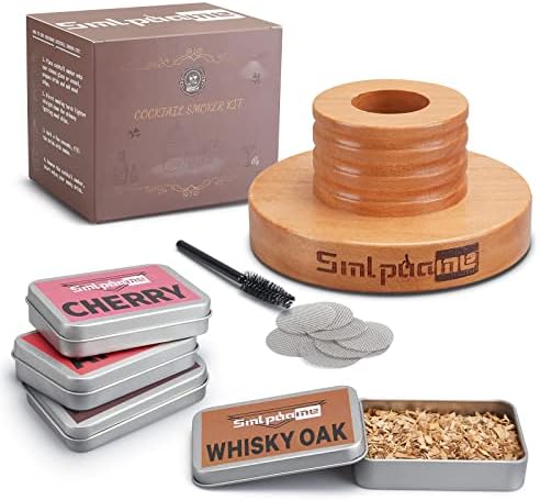 Smlpuame Cocktail Smoker Kit- Old Fashioned Smoker Kit for Bourbon Whiskey Drink, Drink Smoker Infuser Kit with Whiskey Oak, Cherry, Apple and Pecan Wood Chips-Father's Day Gift