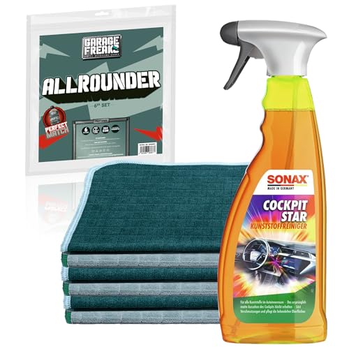 Kit d'entretien du tableau de bord Sonax avec nettoyant plastique 750ml et 6 chiffons microfibre