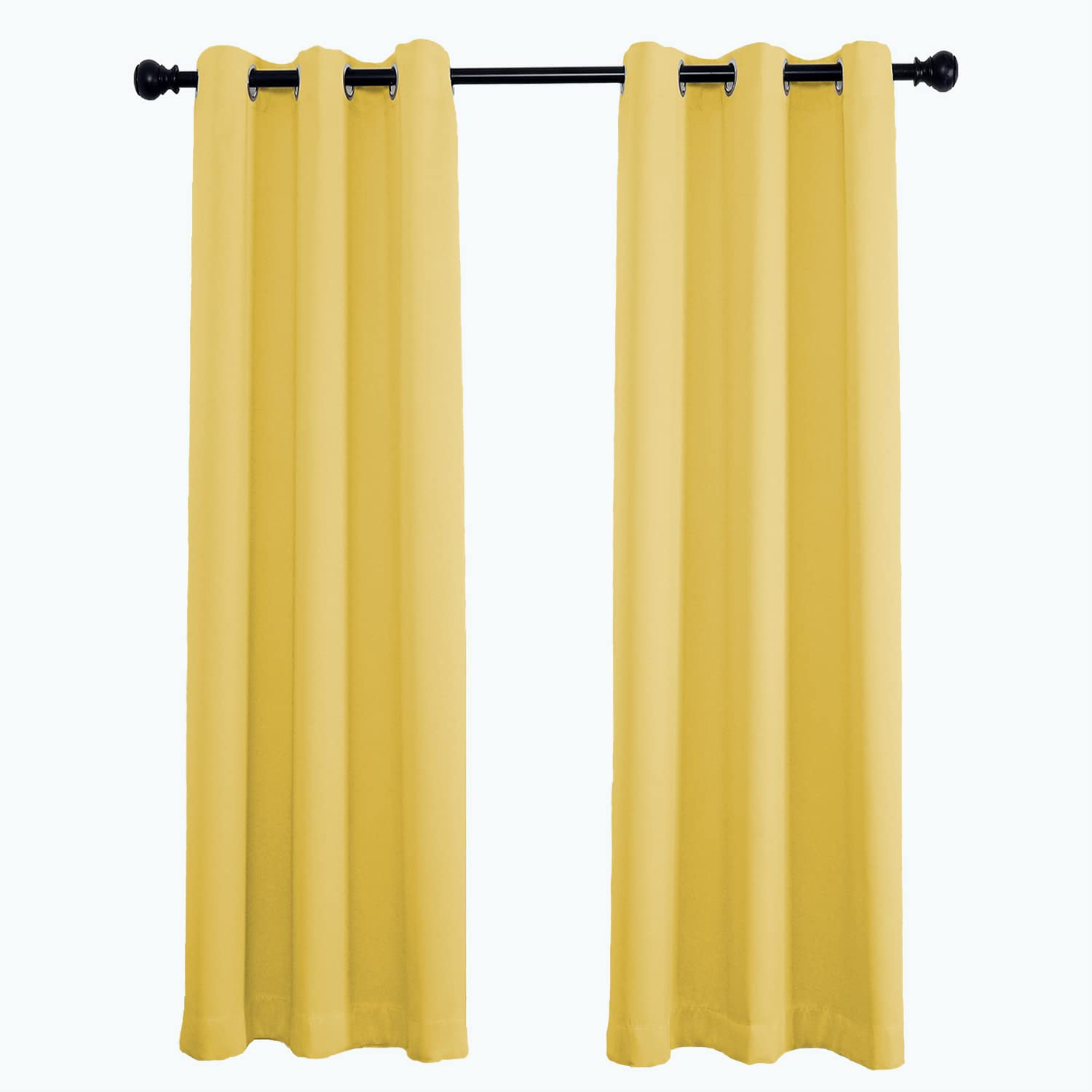 Zasłona – zasłona zaciemniająca, termiczna, izolacja akustyczna, do salonu, sypialni, na drzwi – musztardowo-żółta – 275 x 260 cm