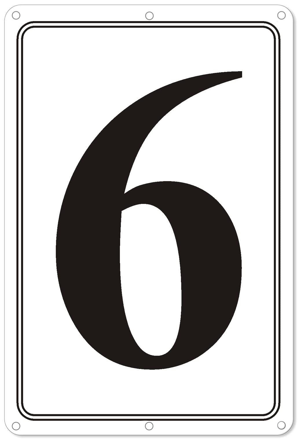 Premium Aluminum Number Signs 6, Metal 12" X 8" Numbered Signs Outdoor for Parking Lots, Floor, Dock, Court, Aisle, Field, High Visibility, No Fade, Weather-resistant