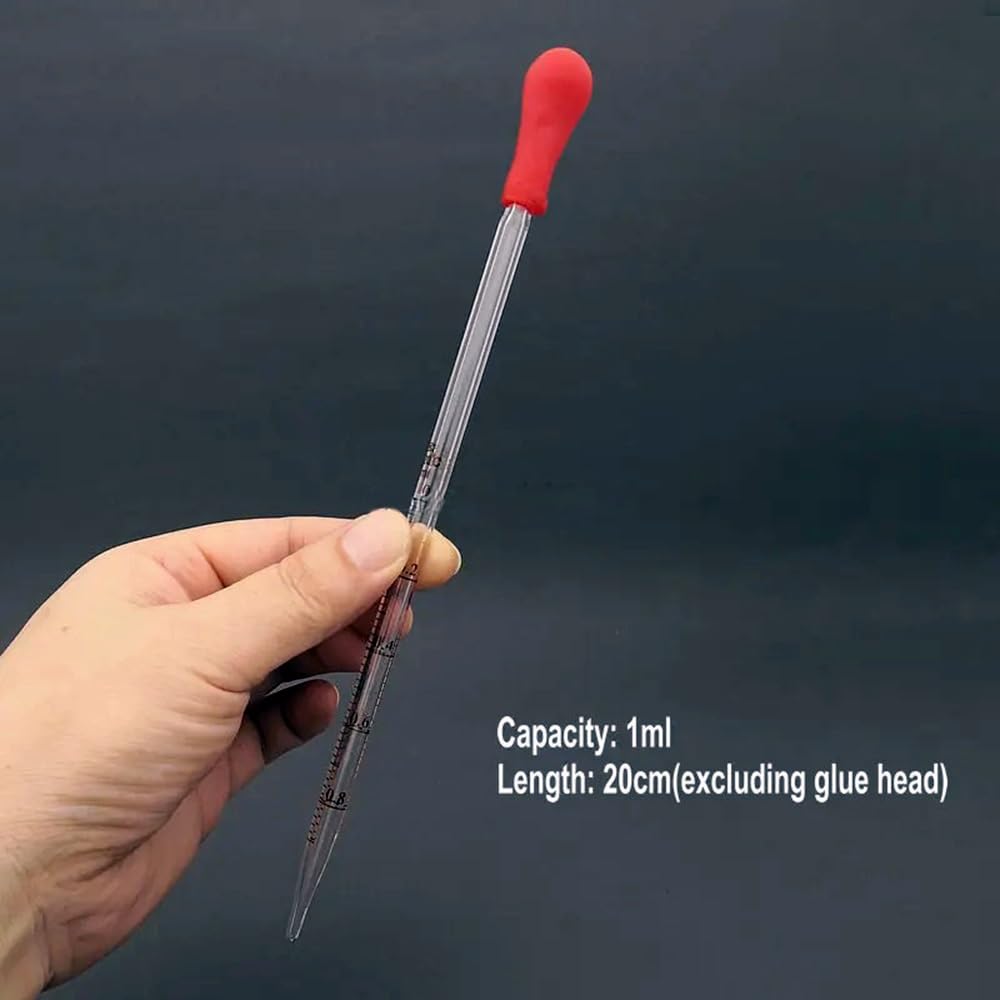 Pipeta de vidrio borosilicato, Gotero de vidrio con escala, pipeta laboratorio 1-10ml bola succión goma(3ml)
