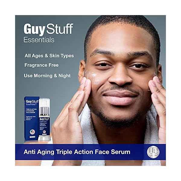 Mens Face Moisturizer Lotion - Serum For Eyes Face & Neck - Anti Aging - Anti Wrinkle - Hydrates & Firms - Retinol - Hyaluronic Acid - Vitamin C - Rejuvenates Facial Skin Cream by Guy Stuff Essentials