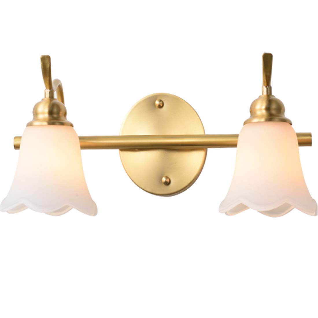 Olskfuh Light/Gold Wall Lamp, 2- Glass Vanity Fixtures Brushed Brass Finish Modern Bathroom Wall Sconce V-Intage Wall Lamp For Living Room Hallway Mirror Head,Indoor Wa,