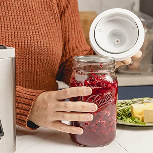 Vacuum Sealing Wide-Mouth Mason Jar Lid Airtight Food Storage Vacuum Sealer Hood with Accessory Hose by Magic Vac, Preserve Food Fresh for Longer, Avid Armor, BPA Free, MADE IN ITALY