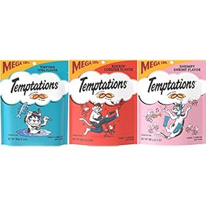 Temptation 3 Flavor Seafood Bundle Classic Crunchy and Soft Cat Treats, 6.3 Ounces Each, Under 2 Calories Per Treat