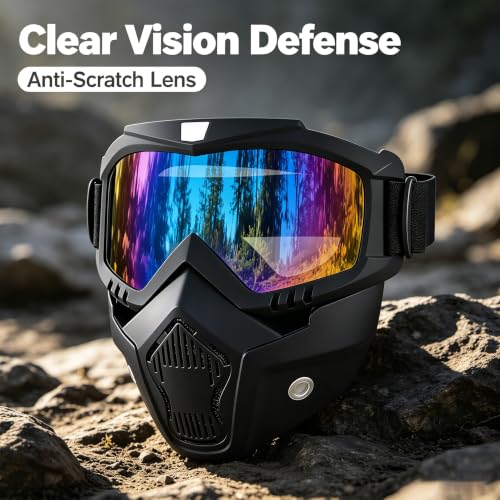 Image of Motorcycle Face Mask Full Face,Dirt Bike Goggles Motocross, ATV, Offroad, Riding Racing Goggles for Men Women