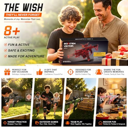 SOFITEN Toy Gun Automatic Sniper Rifle with Tactical Vest Kit, Scope Toy Foam Blaster Dart Toys with 120 Darts IR and Flashlight Shooting Outdoor Activity Game Birthday Xmas Gift for Kids Age 8+ - image 6