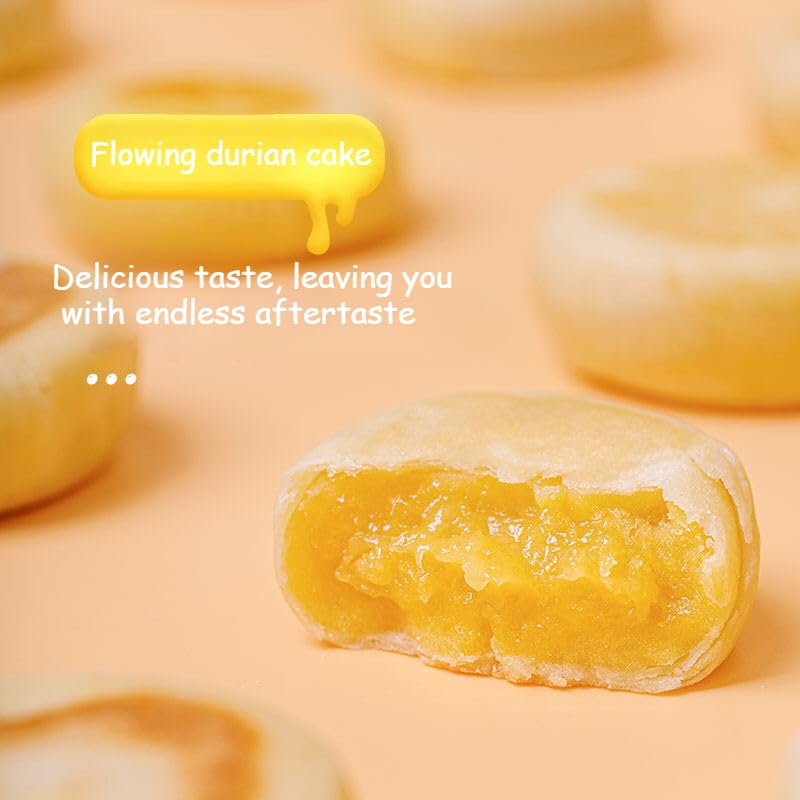Fresh durian cake, flowing durian jam cake, healthy fruit paste bread 200g/bag, substitute breakfast, instant meals, delicious cookies, Dim sum, sweets gift pack, nutritious pastries (4 bags(16 pcs))