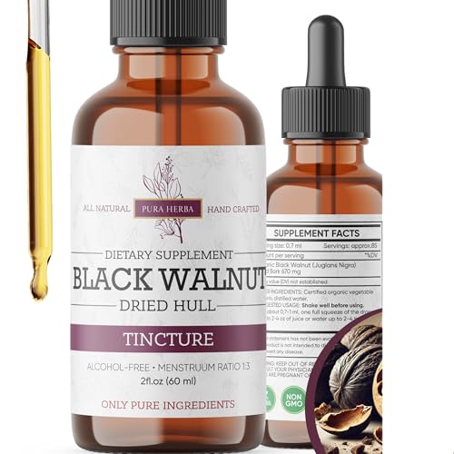 Black Walnut Hull Tincture Natural Detox & Digestive Cleanse Organic Black Walnut Extract Drops Alcohol-Free Sugar-Free Vegan Herbal Supplement for Gut & Immune Support