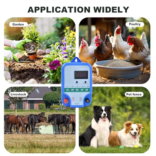 Weidezaungerät mit Weidezaun Seil 200 m,230V Elektrischer Weidezaun 2Joule Output,12kV 15KM Elektrozaun für hunde hühner pferde Ochse Schaf Schwein Geflügel,Vieh,Steuergerät zum Schutz von Gärten