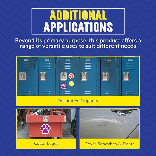 Image of Bright Prints Paw Locker Magnet 5 Inch 4 Pack, Dog Lover Gift, Made in USA | Heavy duty magnetic decal for car, truck, SUV or fridge, full color UV printed