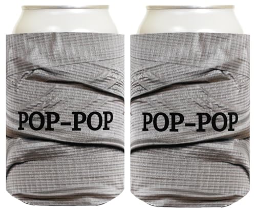 Father's Day Gift for Pop-Pop Funny Duct Tape Pattern 2 Pack Can Coolie Drink Coolers Coolies