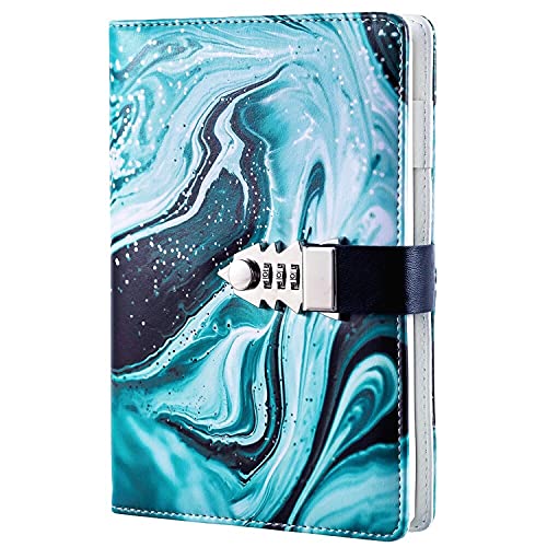 A5 PU Leather Journal with Password Lock for Women,Composition Notebook Journal Diary with Lock for Girls,Used as Travel Journal, Writing Journal,Fintness Journal and Daily Journal,Style D