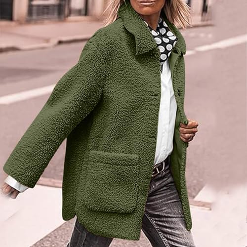 Sherpa Jacket Women Warm Lapel Fuzzy Fleece Jacket Casual Comfy Button Down Faux Fur Coat Trendy Outerwear2