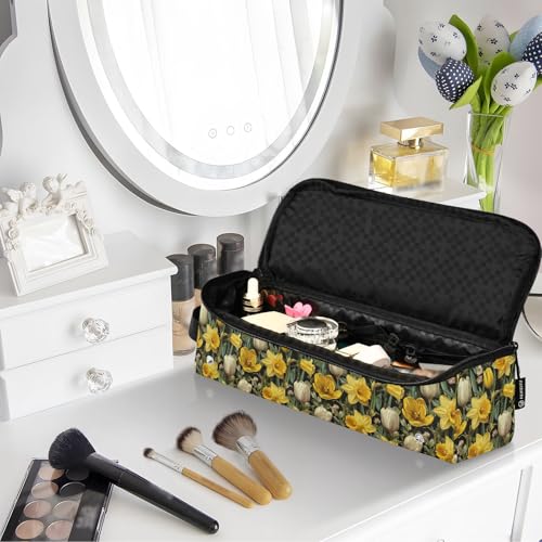 Bolsa de viaje floral amarilla para herramientas de cabello miniatura 7