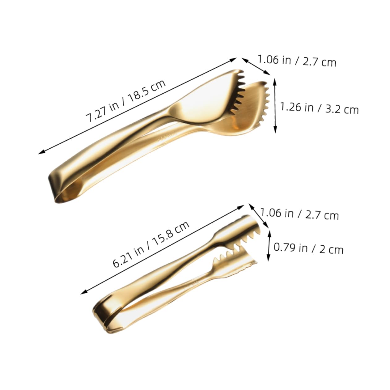 OFFSCH Ergonomic Ice Cube Tongs Set of 2 Stainless Steel Ice Bucket Clip for Bbq Toast and Food Serving