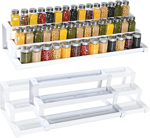 GOENDR Erweiterbarer Gewürzregal (41-75 cm), 3-Ebenen-Gewürzorganizer für Innenschrank, Wandmontierbarer Würzmittel-Organizer… – Ansicht 1