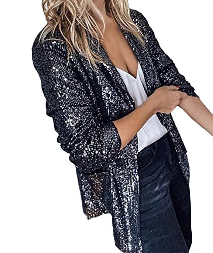 HAHAEMMA Blazer da donna con paillette, a maniche