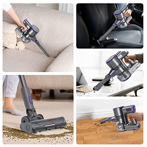 AIMILER Akku-Staubsauger, 450W 33kpa Stabstaubsauger mit 120000 U/min bürstenlosem Motor, 55 Minuten Abnehmbarer Akku, Selbststehender Handstaubsauger mit Anti-Winding-Bürste