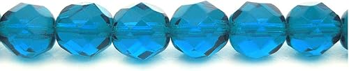 Miniatura 5 de Elegir un tamaño, Capri azul, checa Fuego Pulido Redondo facetado abalorio de vidrio, 16inch Strand