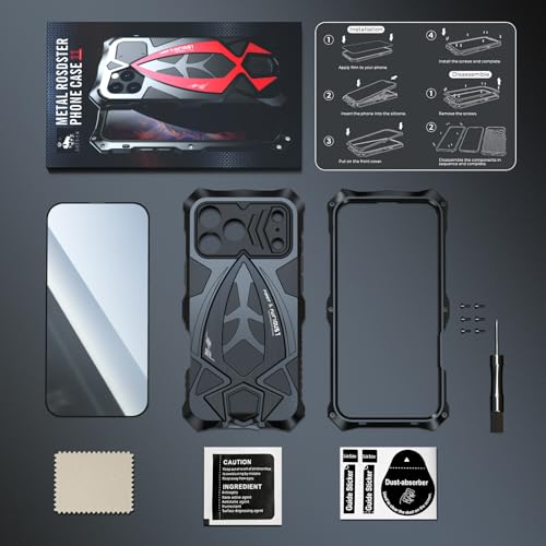 Housse iPhone 17 Pro Max protectrice haut de gamme en métal noir