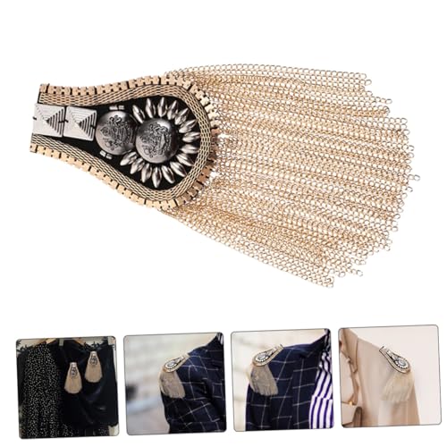 Accessoire d'épaule rétro doré avec franges punk et rivets pour customiser une veste