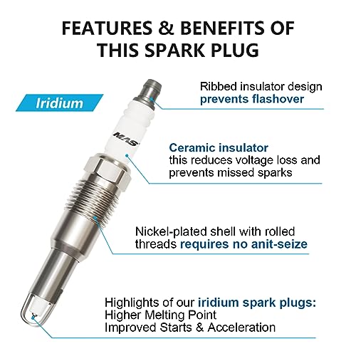MAS Set of 4 Iridium Spark Plugs SP546 sp515 Compatible with Expedition F150 F250 F350 F450 F550 F53 Super Duty Mark LT Navigator 5.4L V8 6.8L V10 Replacement for PZT14F PZT2F