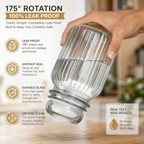 Image of Glass Jar with Lid 750ml (Pack of 6) | Glass Container for Spices, Honey, Salt, Dry Fruits, Tea, Coffee, Sugar & Kitchen Essentials