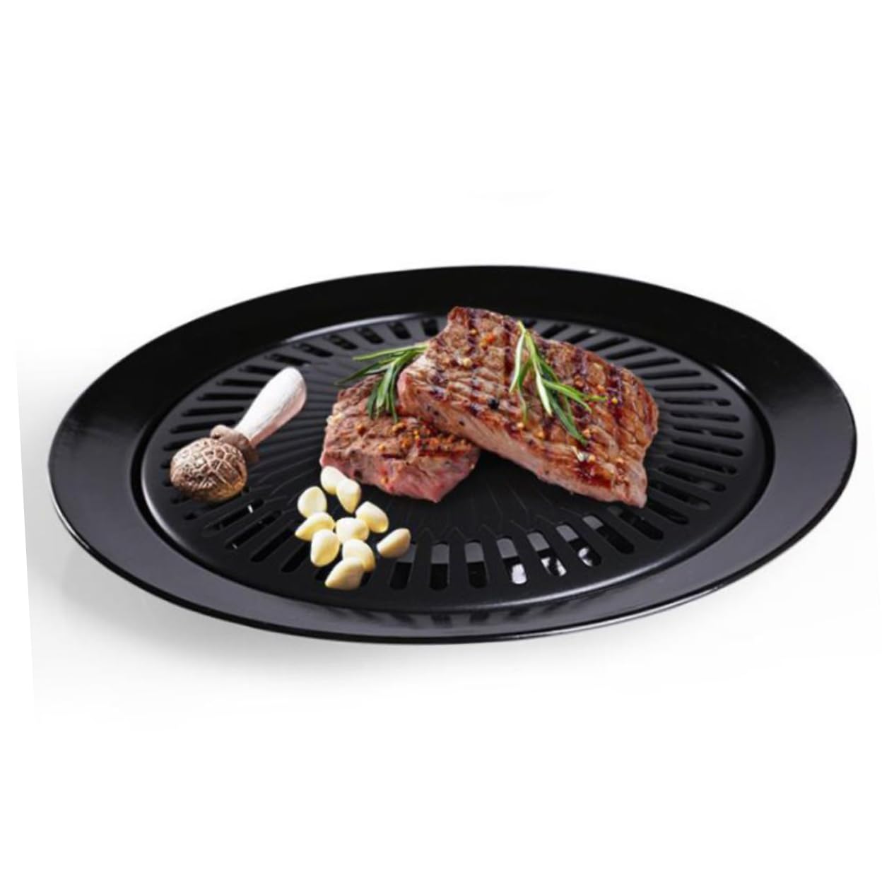 2 Teglie per Barbecue Rotonde Antiaderenti in Ferro, 2 Set, per Grigliata in Giardino e Weekend, Distribuzione Uniforme del Calore