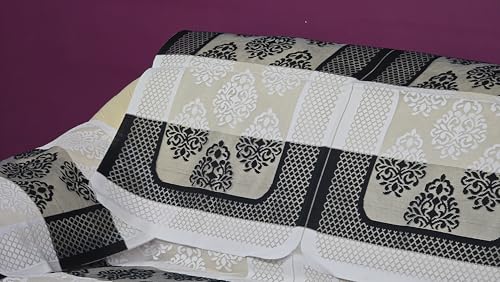 Image of Fab Nation Sofa Cover L Shape 5 Seater with Corner L Type Fully Covered Sofa Set for Living Room | Cotton Sofa Slipcovers for 3 + 2 Seaters Cover + 2 Setty Covers + 1 Table Cover Set | Black