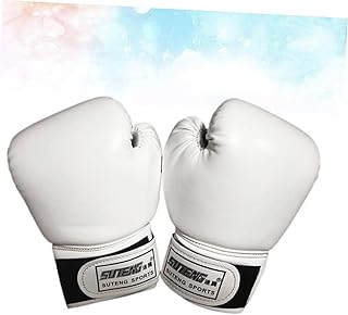 BESPORTBLE 1 Par De Luvas De Boxe Kickboxing Saco De Boxe Luvas De Boxe Guantes De Boxe Luvas De Treinamento Luvas De Treinamento Sparring Luvas De Saco Pesado Luvas De Couro Branco