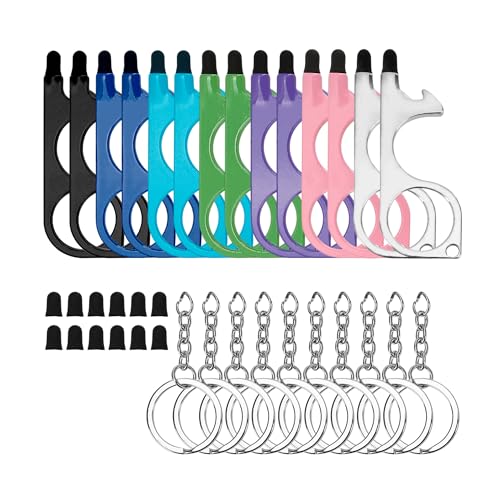 14Pcs No Touch Door Opener Tool with Stylus, Key Touchless Door Opener with Keychain Multifunctional...