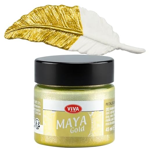 Viva Decor Maya Gold 45ml (Alt Gold) - Metallic-Acrylfarbe für kreative Werke auf Holz, Glas und Porzellan. Stoßfest, wischfest und wetterfest für glänzende Metall- / Metallic Effekte