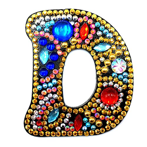 MEDOYOH DIY Letters "D" Diamond Painting Key Chains, Double-Sided Retro DIY Diamond Painting Kits Keychain - Image 2