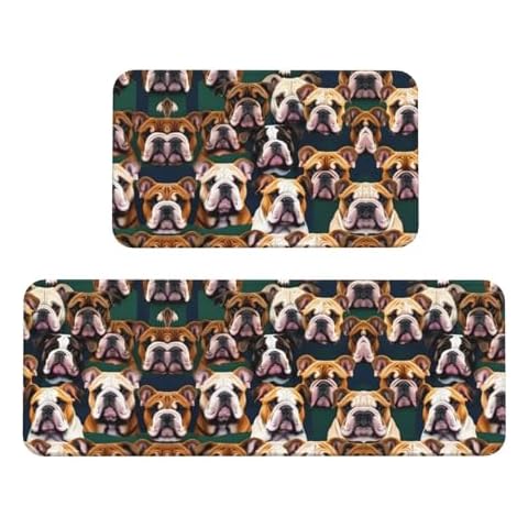 QHWLR Cute Bulldog Print Kitchen Mats Cover