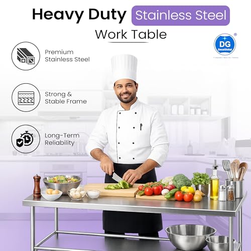 Image of Beauty Stainless Steel Heavy Table 45 inch x 26 inch x 34 inch Inches LxBxH 5 Year Manufacturing Warranty