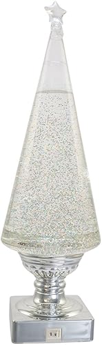 Miniatura 5 de Kurt Adler - Árbol de luz de lava a pilas, 14 pulgadas, transparente y plateado