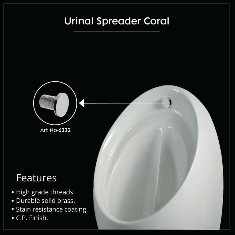 MONIT Brass Urinal Spreader with Coral Design | Polished CP Finish | Wall Mounted Bathroom Urinal Fitting 1