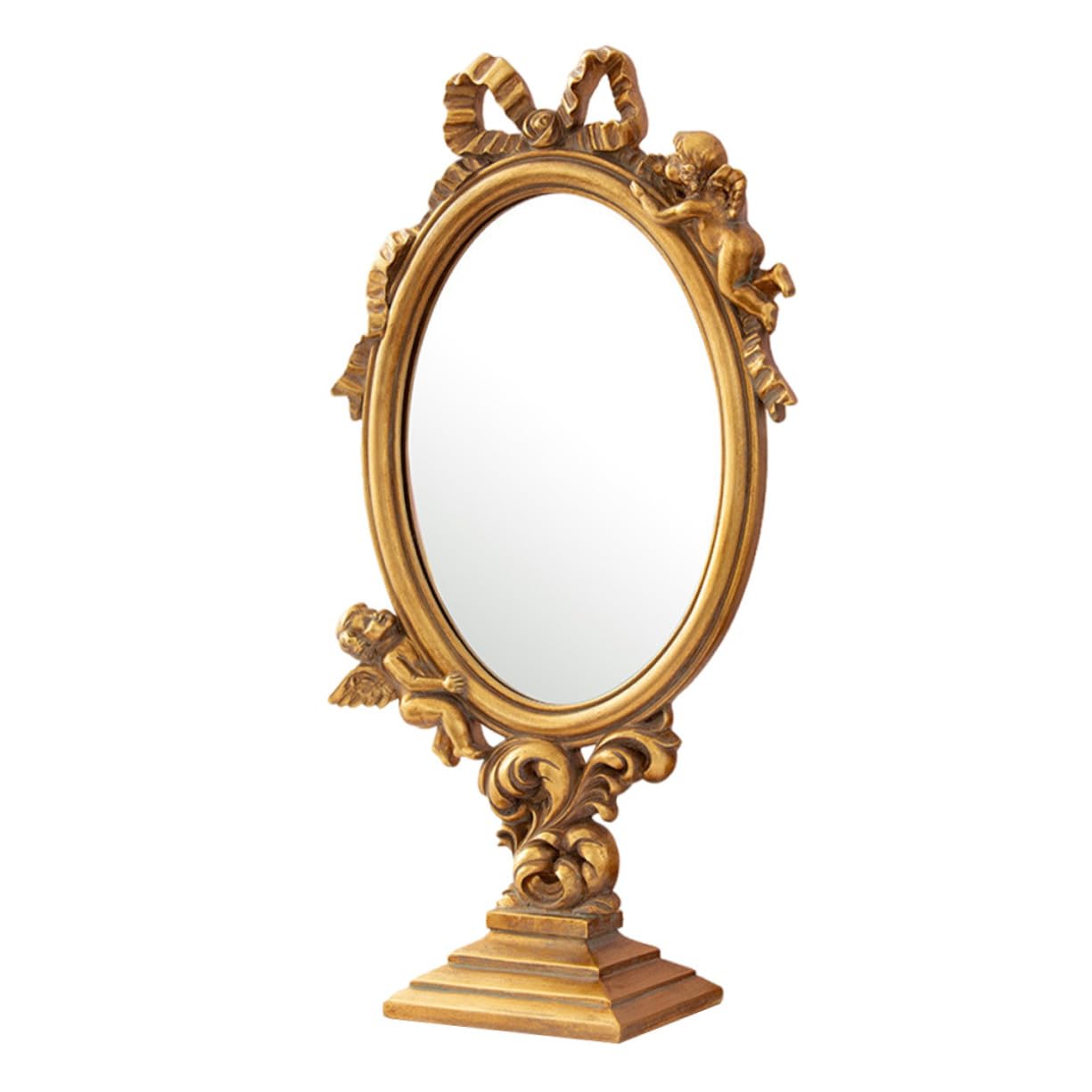 Miroir de maquillage haute définition Healeved en résine dorée stable