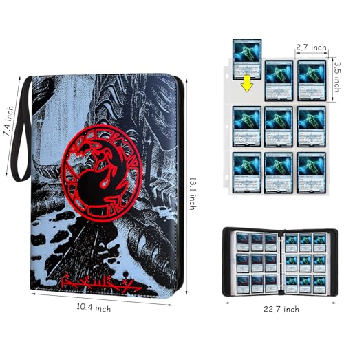 Image of 9 Pocket Card Binder, 720 Double Sided Pocket Trading Card Binder, Premium PU Card Collector Album,Card Folder for MTG /YGO /PTCG /Game Cards(Red)